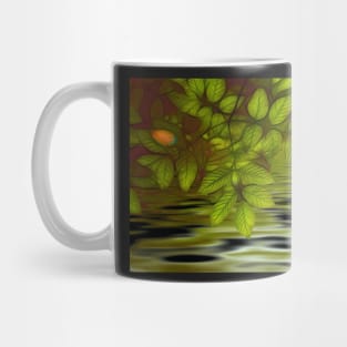 Green leaves background in summer with shallow depth of field Mug